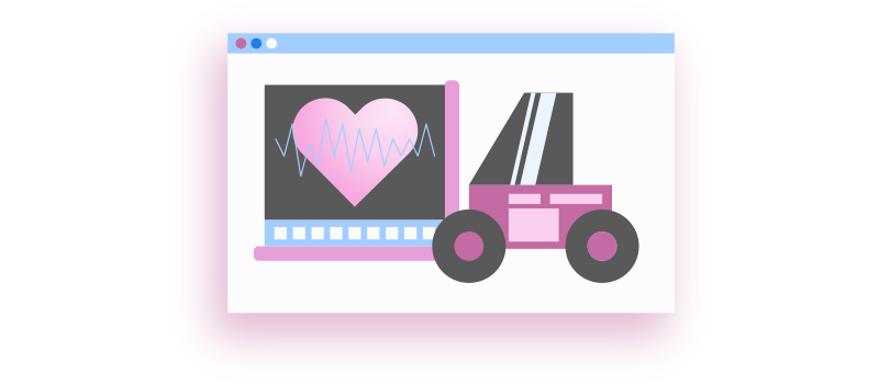 Ilustração de uma empilhadeira carregando um coração.