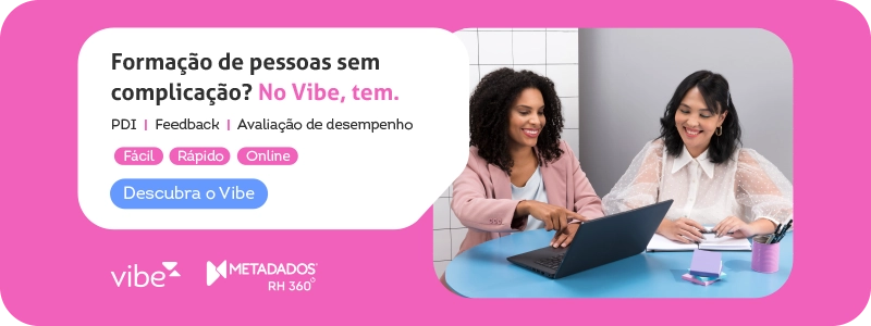 Banner da plataforma Vibe. Produto da empresa Metadados.