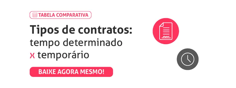 Tabela comparativa entre os tipos de contratos de trabalho